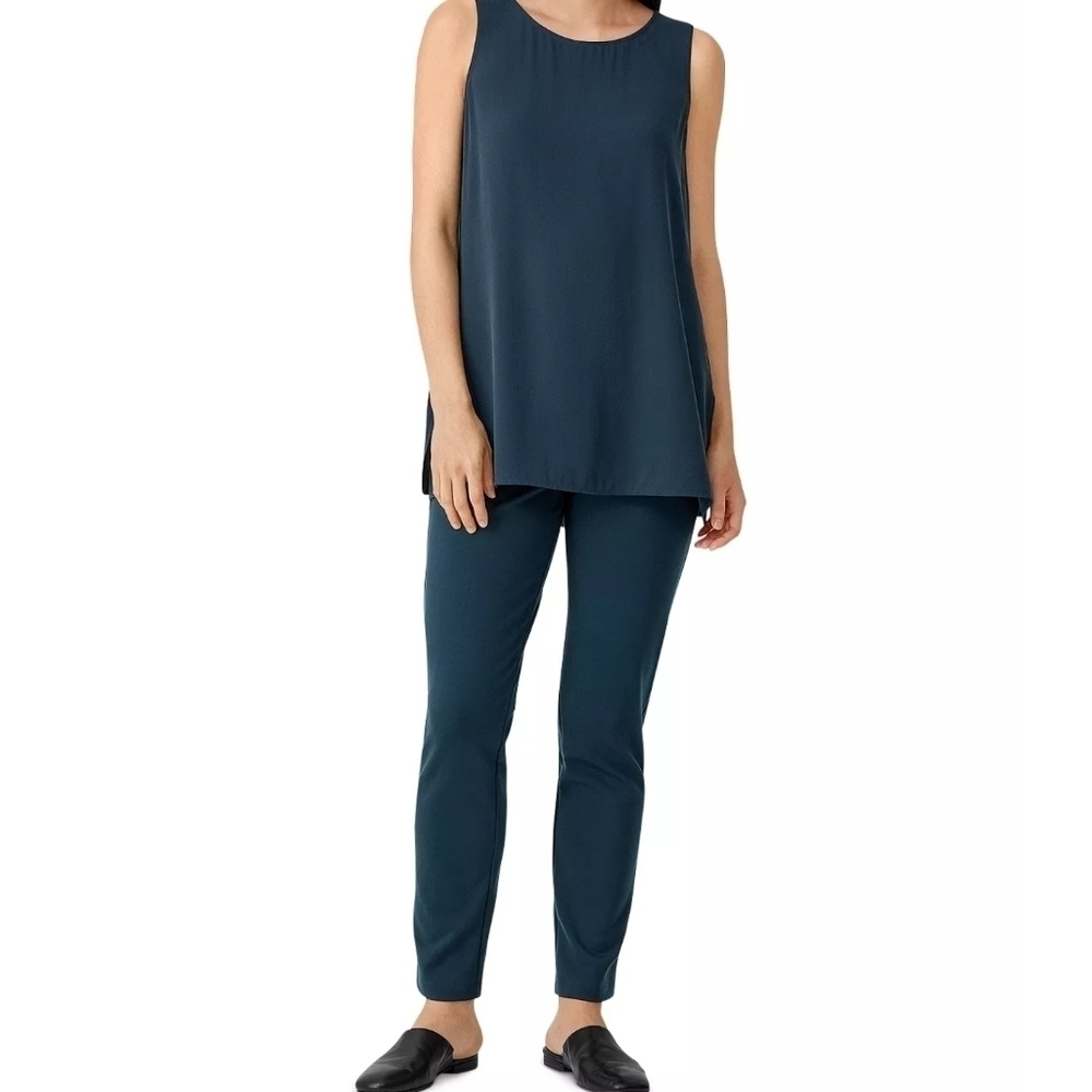 𝅺EILEEN Fisher Teal Women's Stretch Slim Ankle Pants